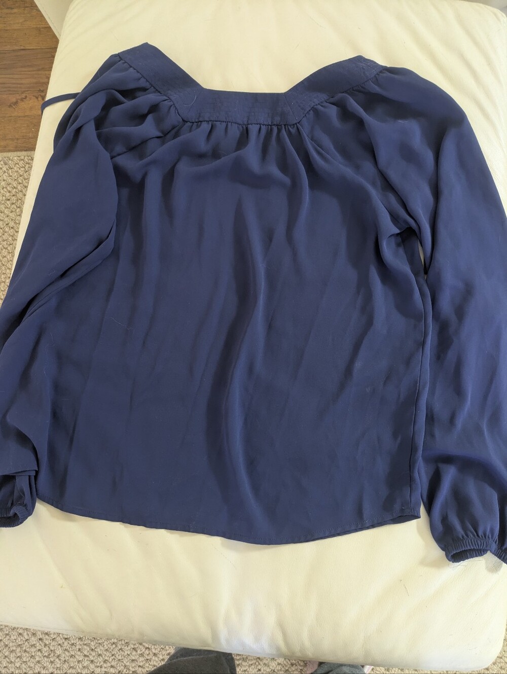 Express Navy Drawstring Peasant Top - Picture 4 of 4